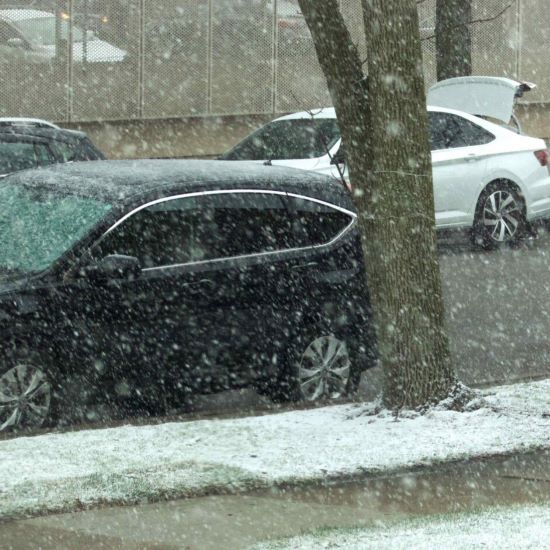 snow flurries on a Chicago street